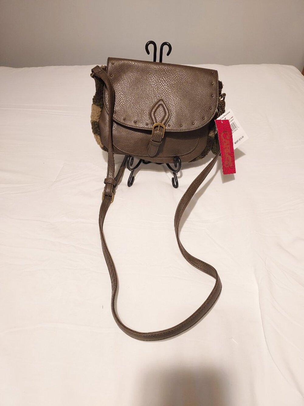 New Carlos Santana Quincy Saddle Crossbody Handbag Purse Olive/Camo